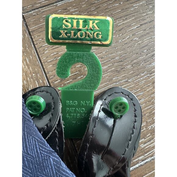 New Men's X-Long Navy 100% Silk Suspenders B&G NY Adjustable Formal Dress - Picture 2 of 6